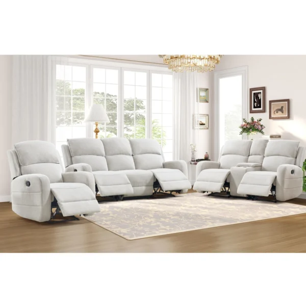 3- Piece Modern And Overstuffed Soft Manual Reclining Living Room Set - Image 2