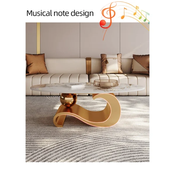 Luxury White Oval Coffee Table with Musical Note Base–Modern Accent Piece for Living Room Decor - Image 5